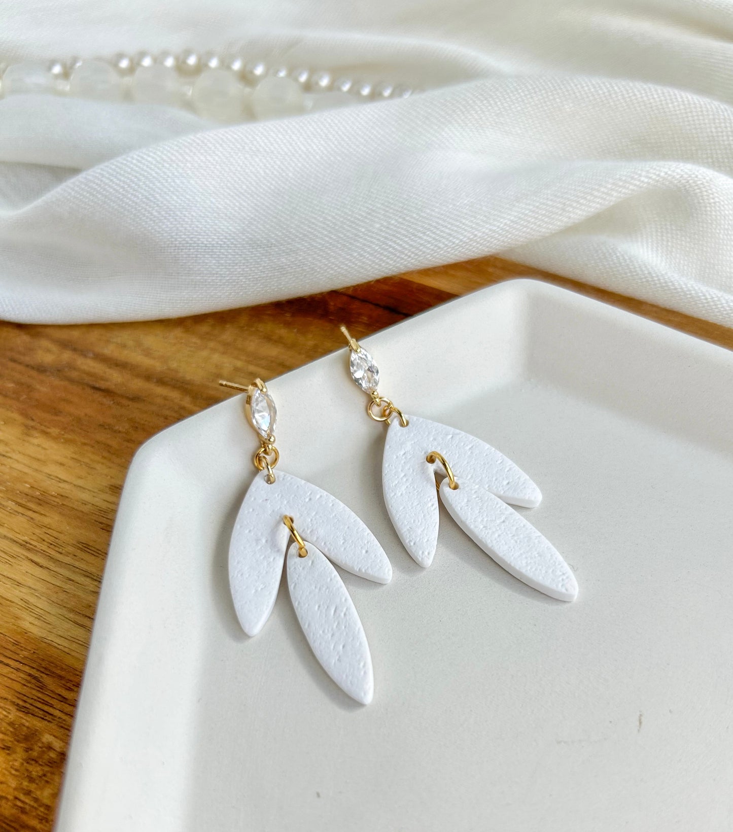 3. Jasmine - handmade elegant polymer clay earring
