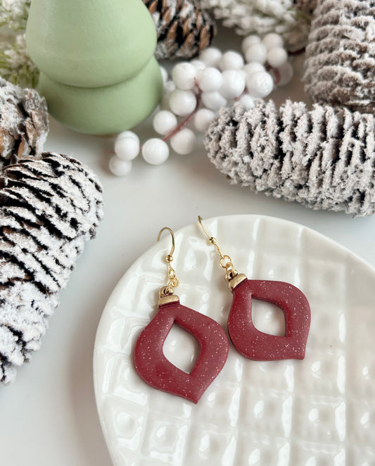 . Holiday ornament earrings, lightweight jewelry, polymer clay