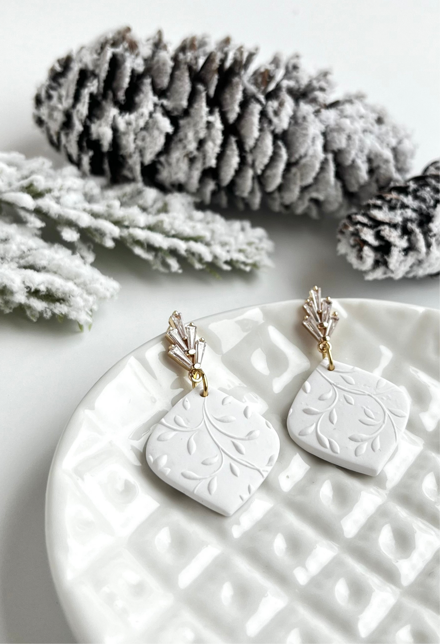 a. Handmade Polymer Clay Earrings lightweight jewelry, hypoallergenic earrings, zirconia earrings