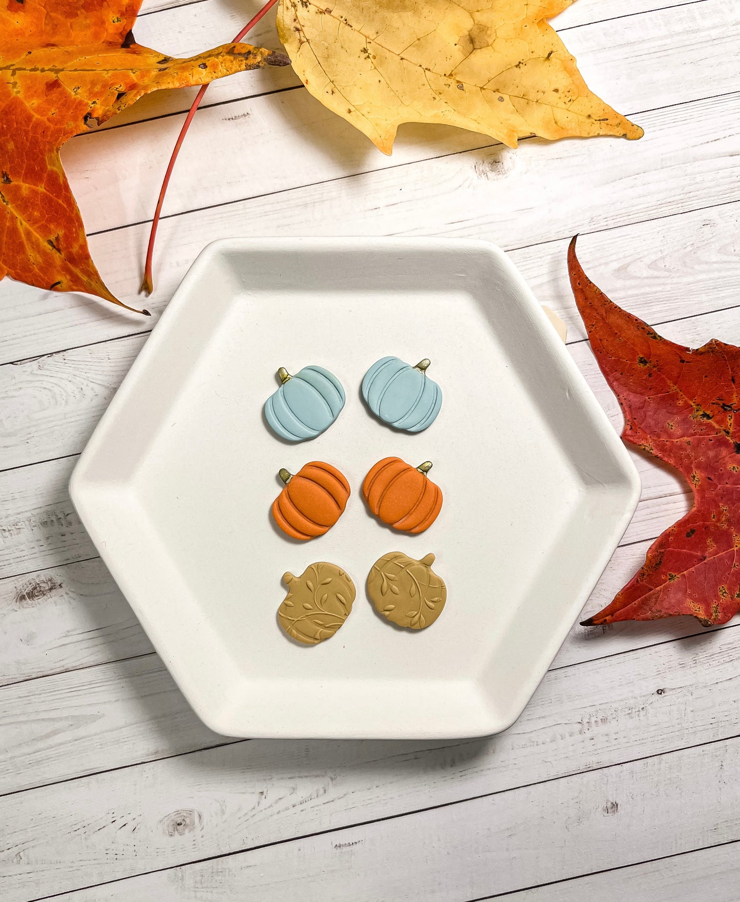 1.6 Fall Vibes Polymer Clay Earrings - Lightweight Statement Jewelry for Her, pumpkin earrings studs