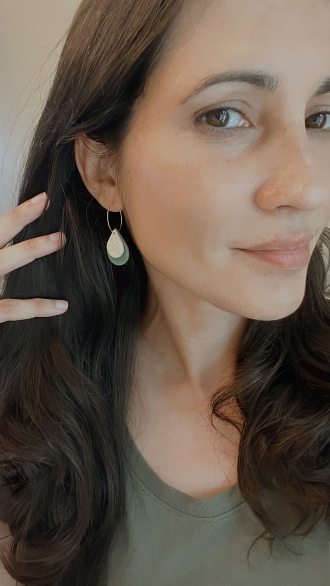 a. Drops on a hoop, lightweight earrings, everyday wear jewelry