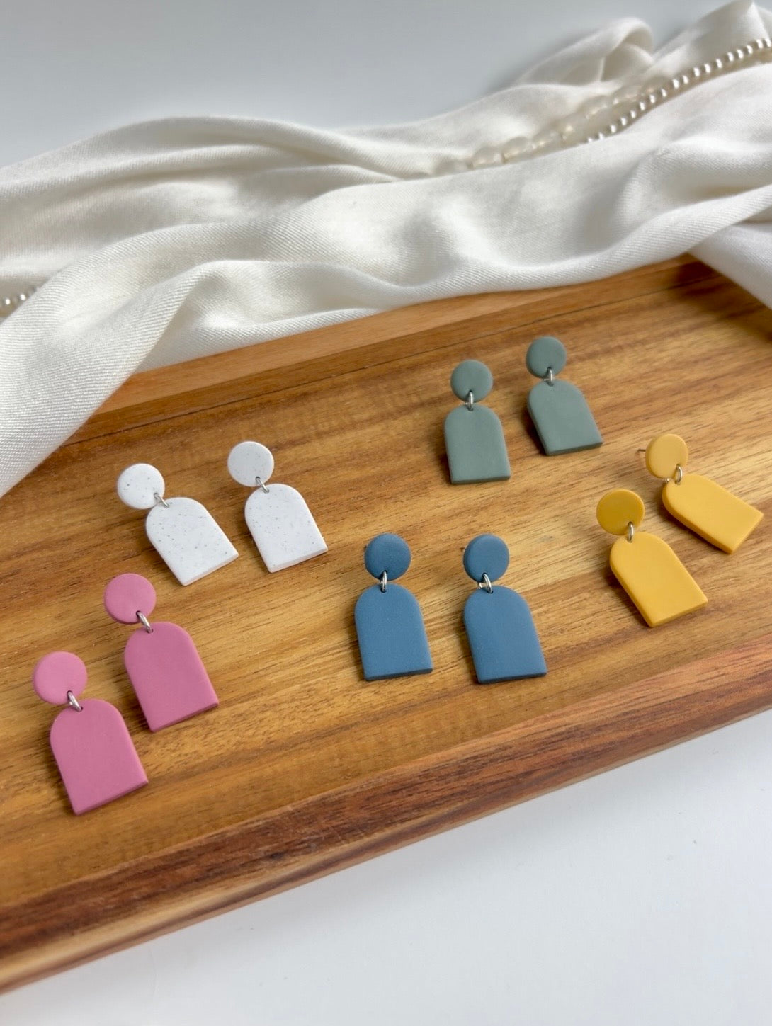 1.0 - Geometric shapes Polymer Clay Earrings, modern, minimalist aesthetic