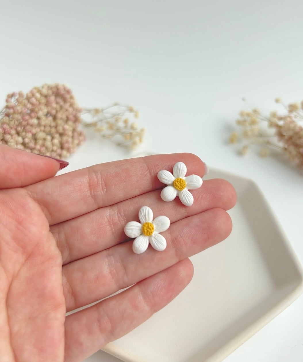 8. Floral Clay Stud Earrings