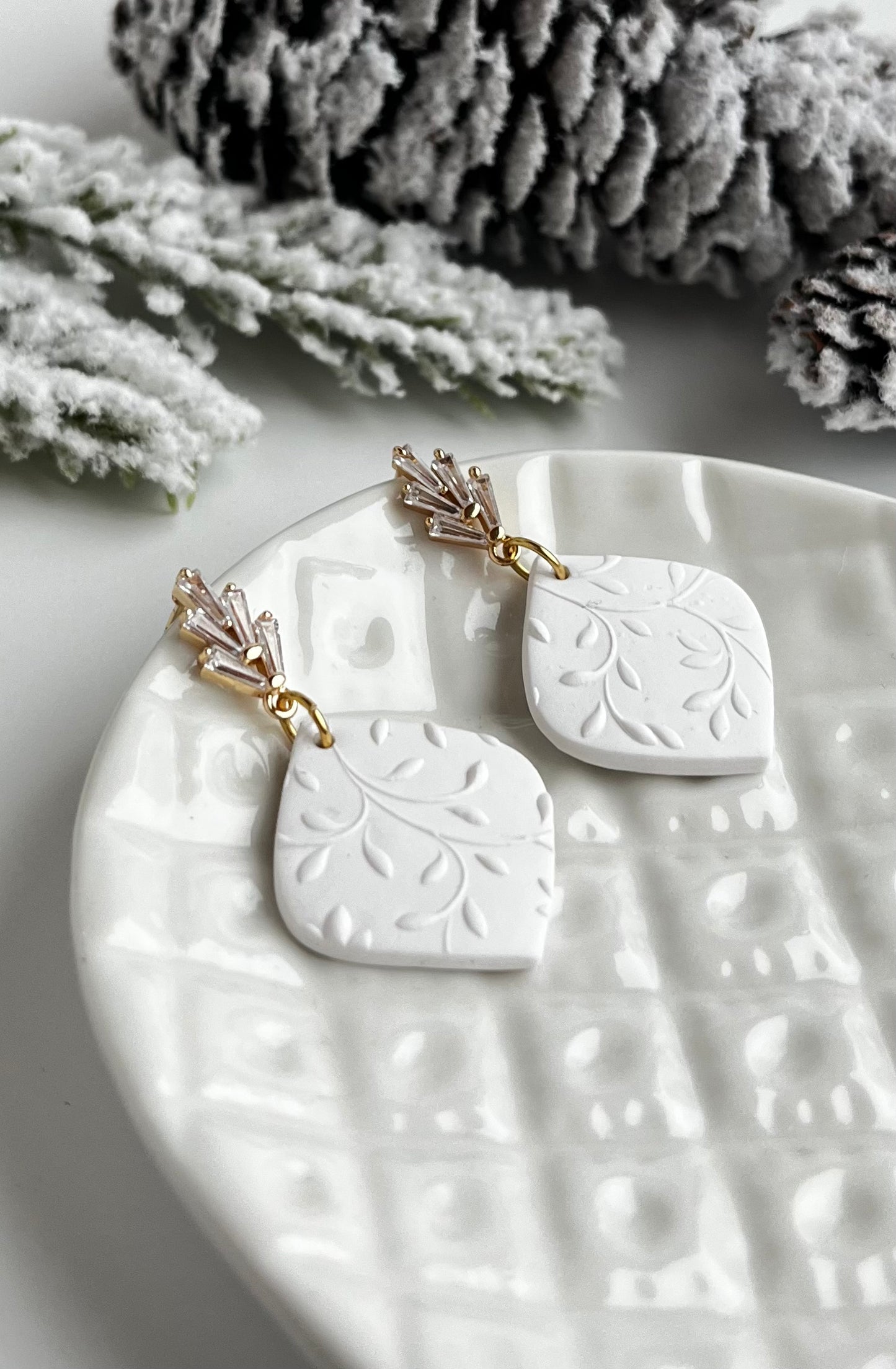 a. Handmade Polymer Clay Earrings lightweight jewelry, hypoallergenic earrings, zirconia earrings