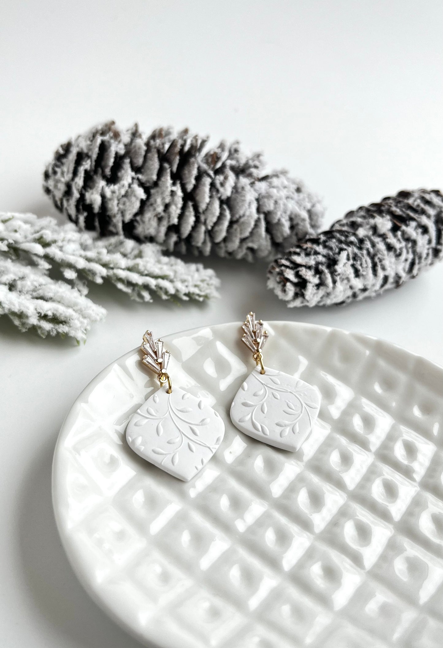 a. Handmade Polymer Clay Earrings lightweight jewelry, hypoallergenic earrings, zirconia earrings