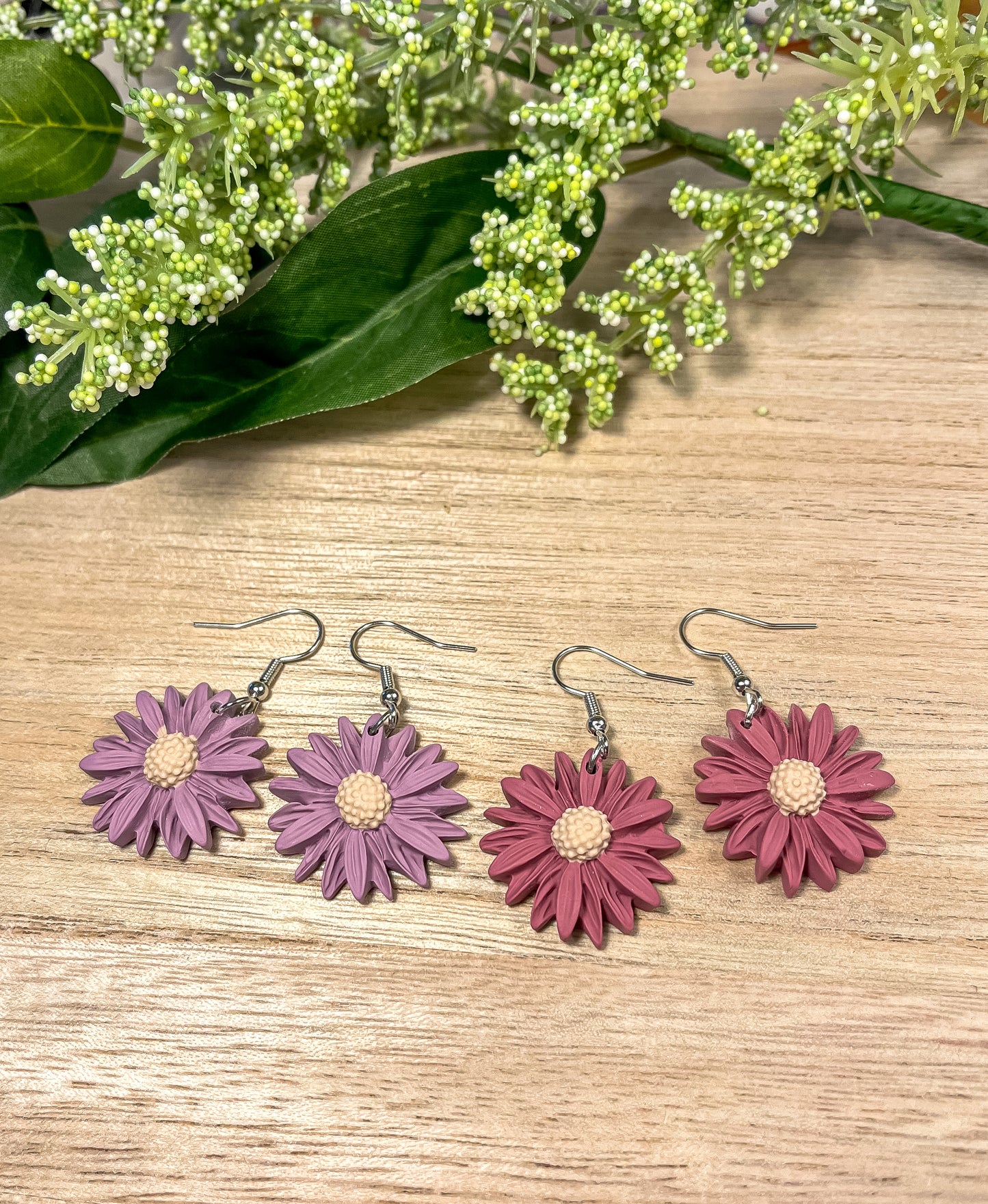 1.3. Aster flower, lightweight earrings, Fall colors, everyday wear