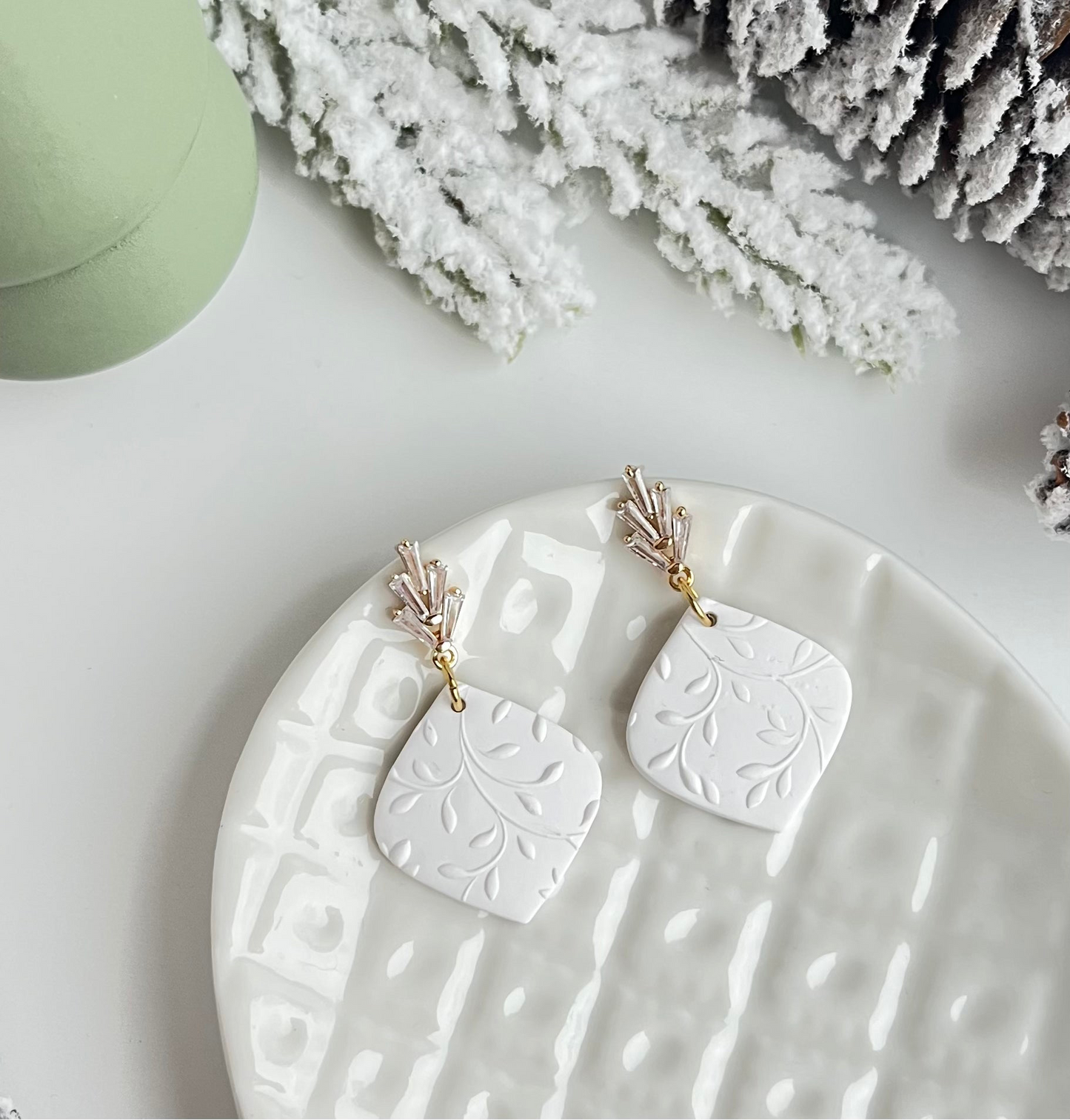 a. Handmade Polymer Clay Earrings lightweight jewelry, hypoallergenic earrings, zirconia earrings