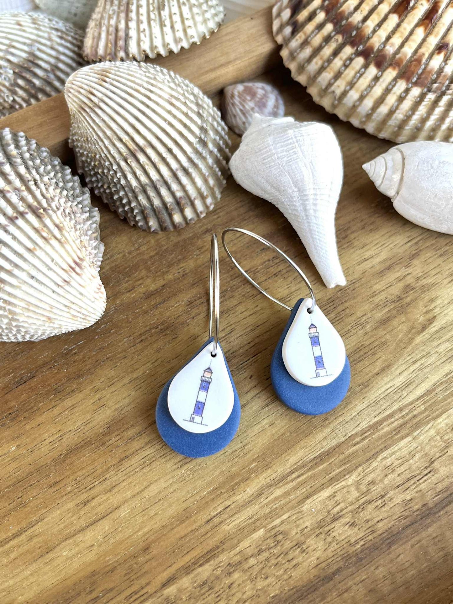 0.6 Lighthouse hoops earrings, nautical jewelry