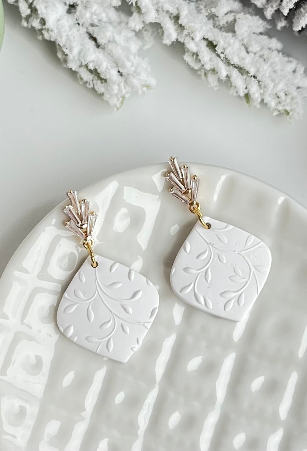 a. Handmade Polymer Clay Earrings lightweight jewelry, hypoallergenic earrings, zirconia earrings