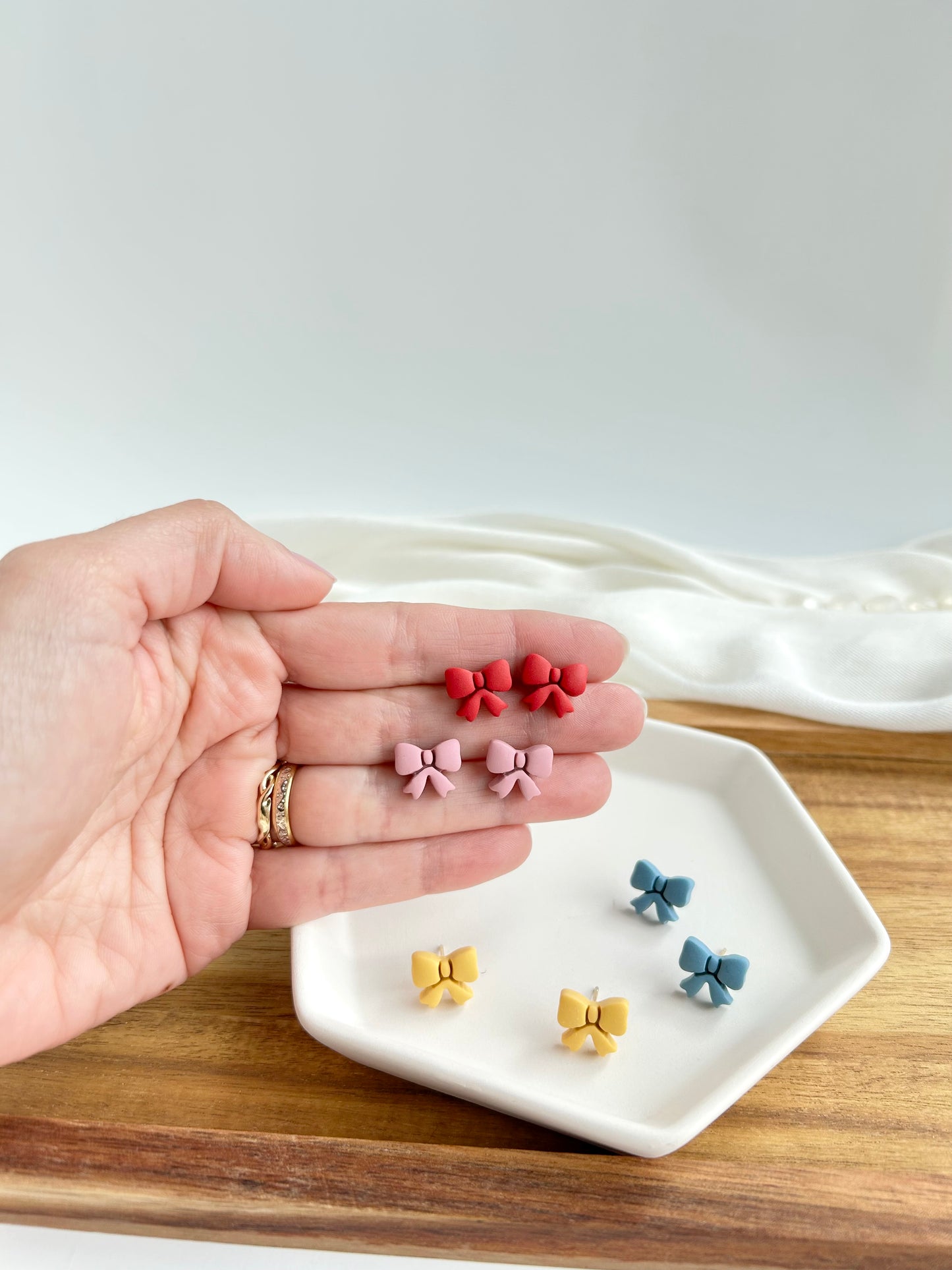 4. Little bow - polymer clay earring stud