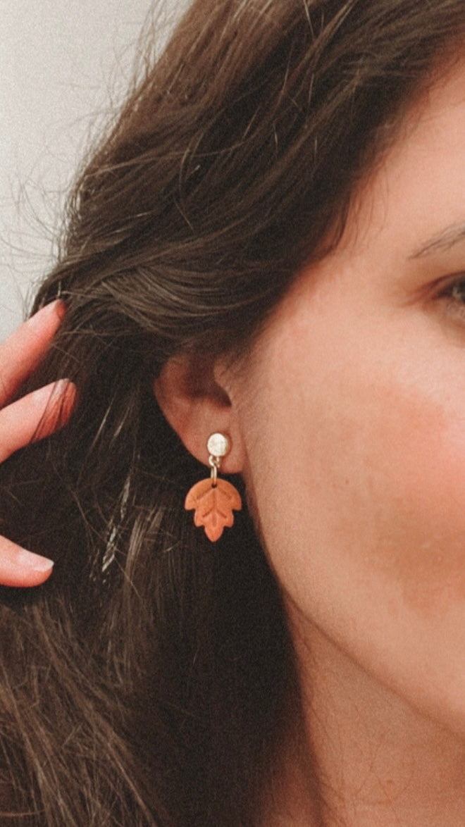 1.7 Fall Leaf, statement earrings, Fall jewelry, Studs, Clip on