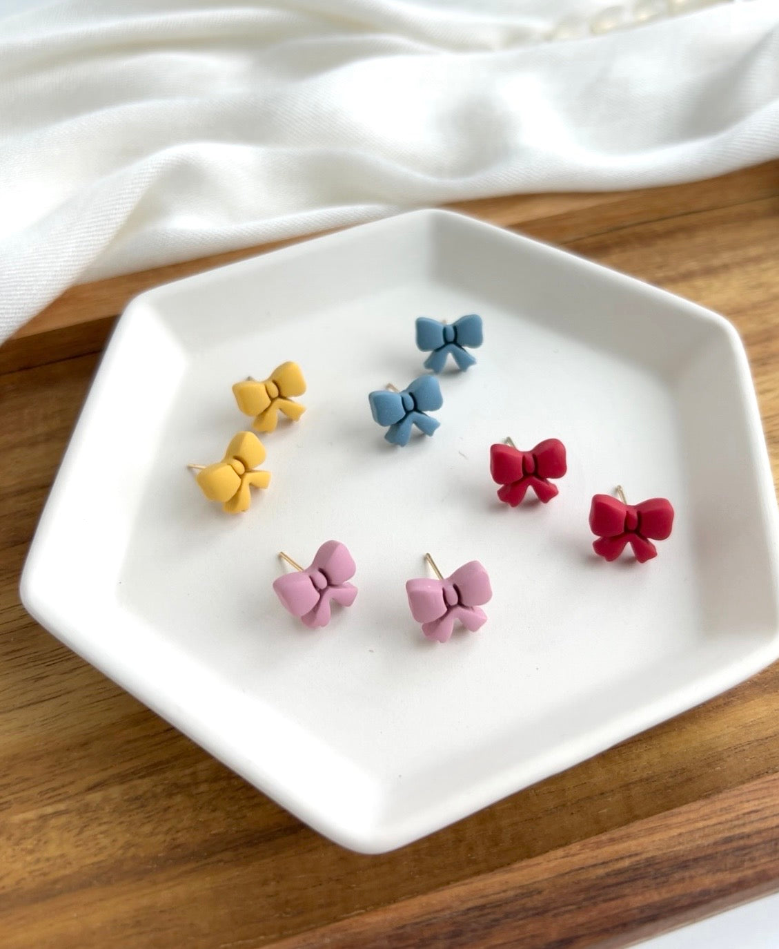 4. Little bow - polymer clay earring stud