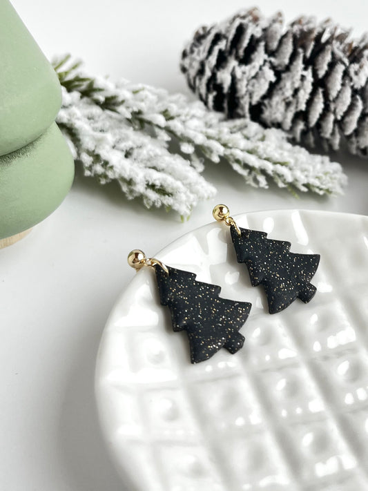 1.3 Handmade Polymer Clay Earrings, Holiday earrings, Christmas tree jewelry