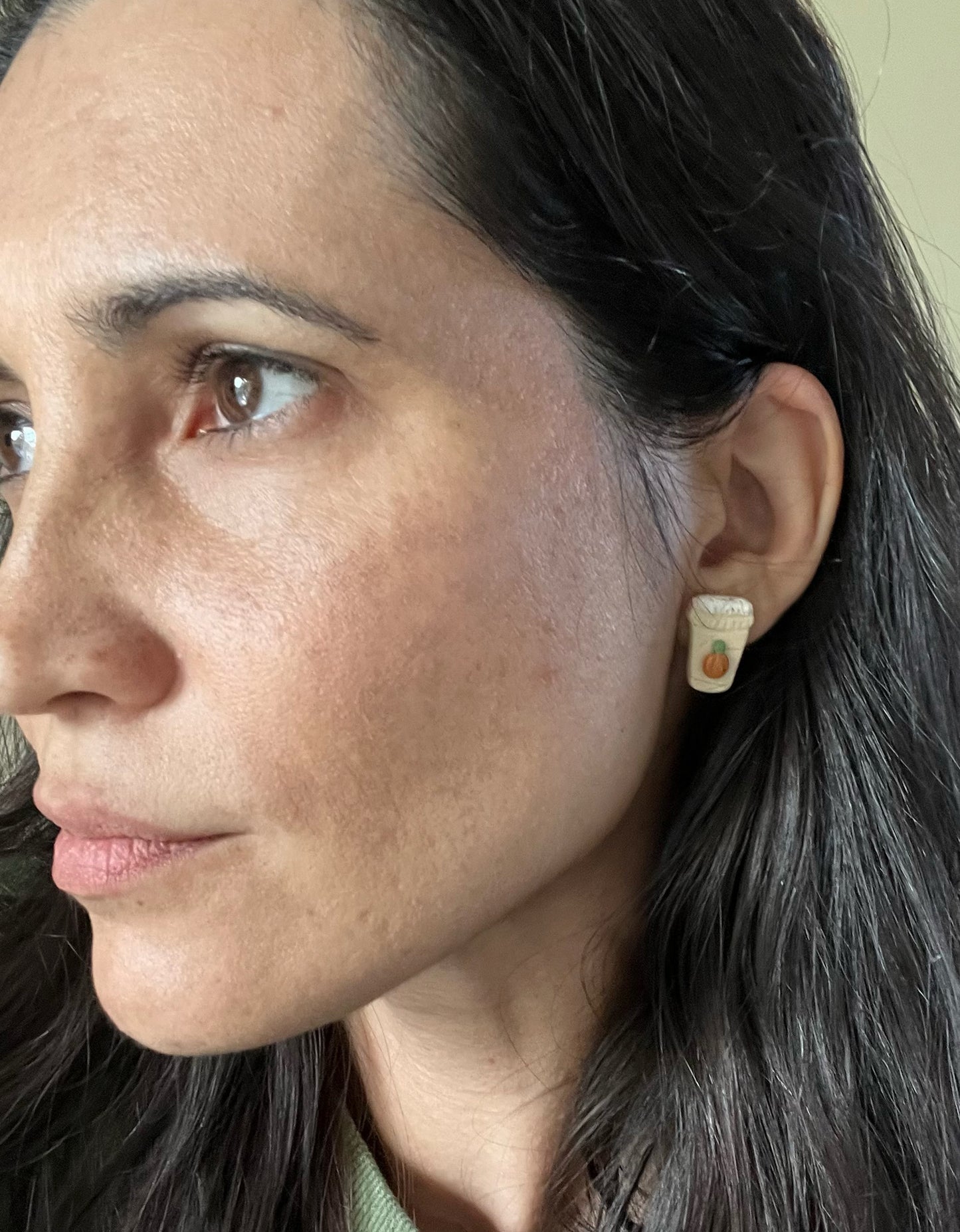 1.9 Latte cup studs, statement earrings, everyday wear