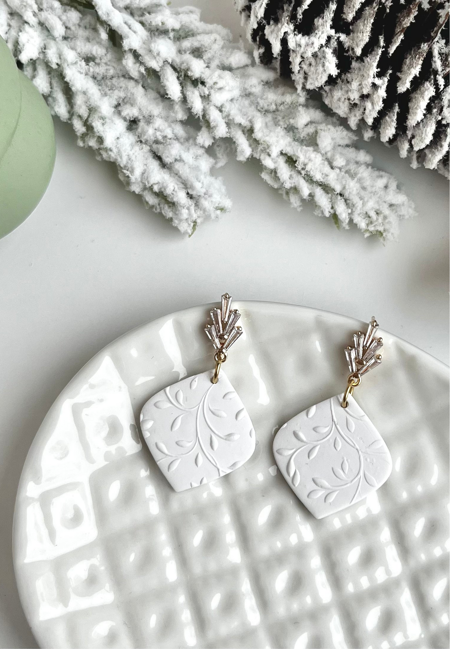 a. Handmade Polymer Clay Earrings lightweight jewelry, hypoallergenic earrings, zirconia earrings