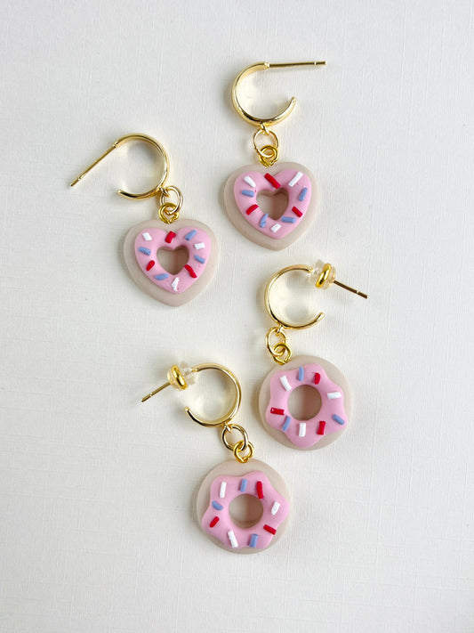 . Donut earrings, handmade polymer clay jewelry