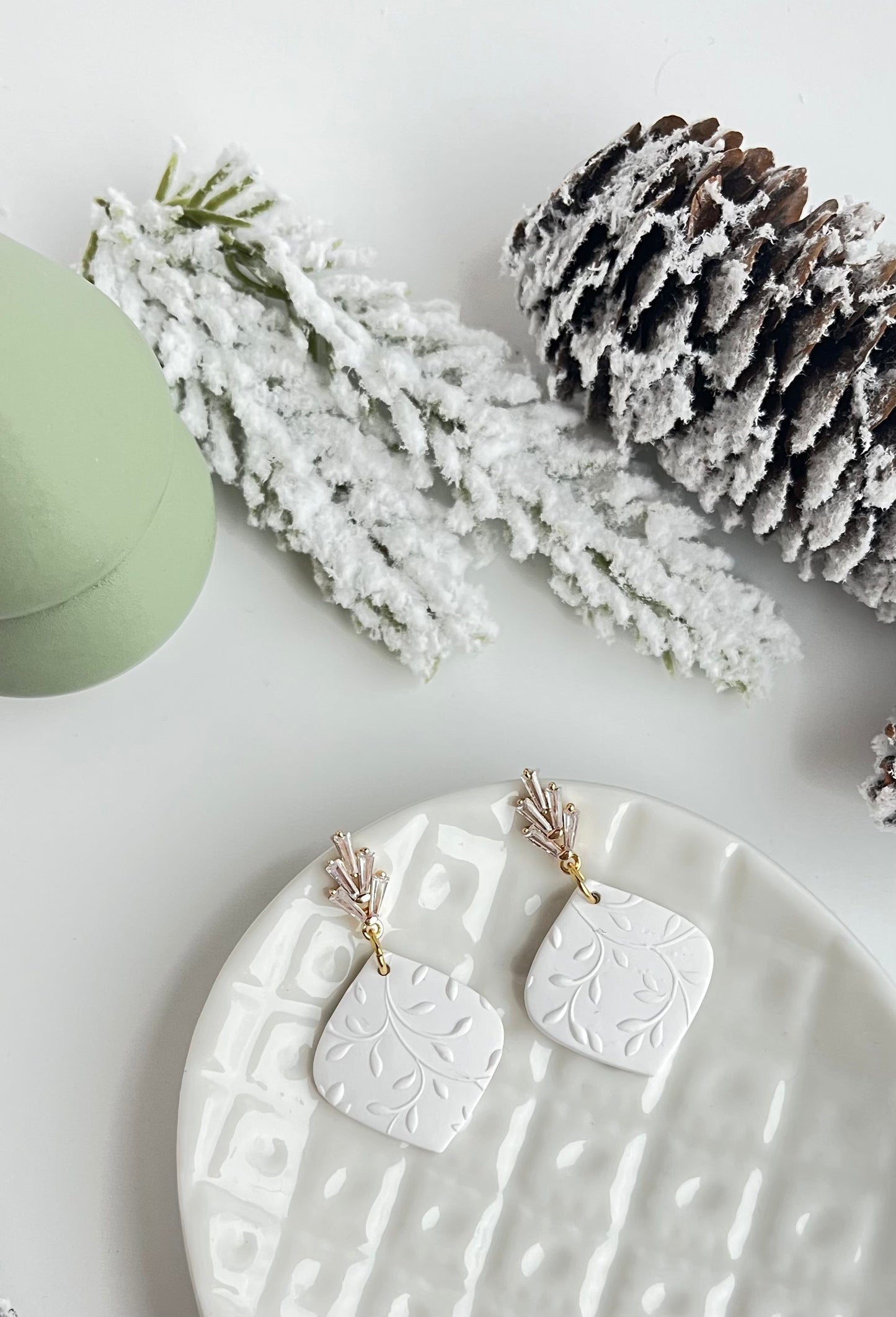 a. Handmade Polymer Clay Earrings lightweight jewelry, hypoallergenic earrings, zirconia earrings