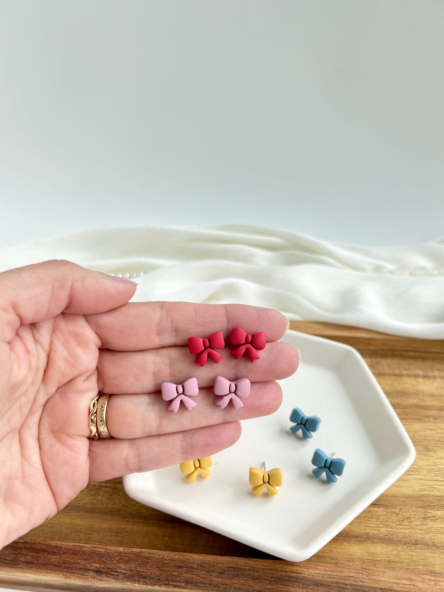 4. Little bow - polymer clay earring stud
