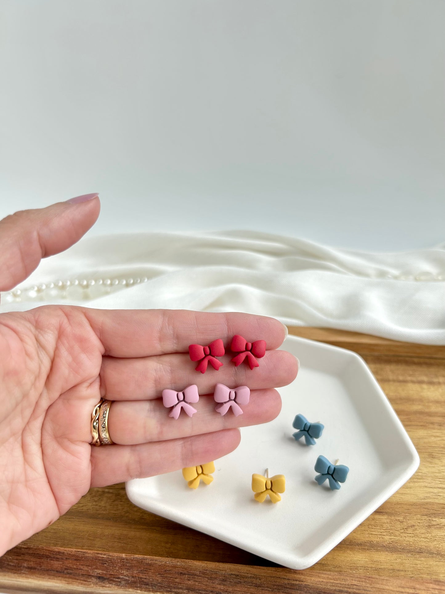 4. Little bow - polymer clay earring stud