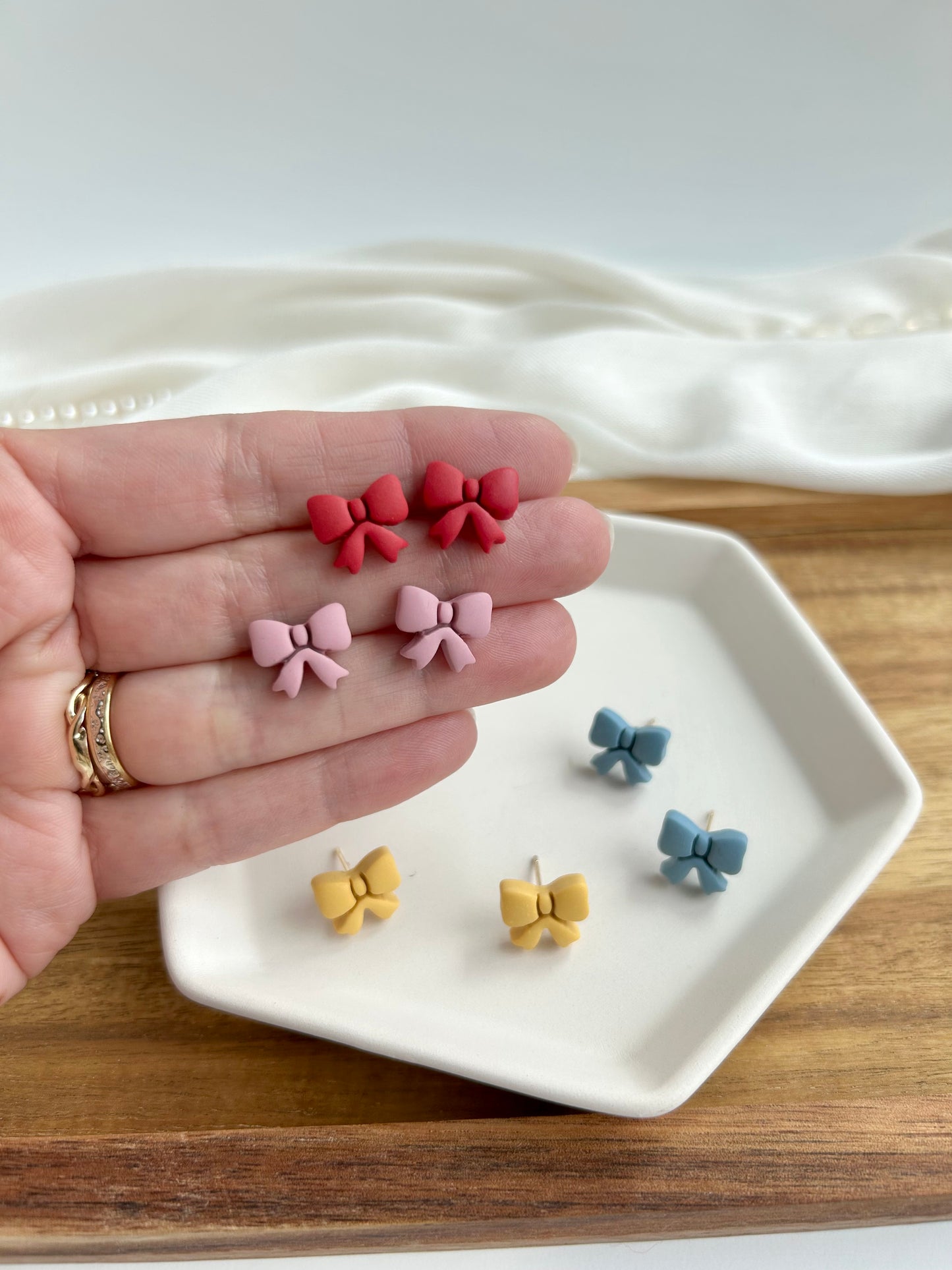 4. Little bow - polymer clay earring stud