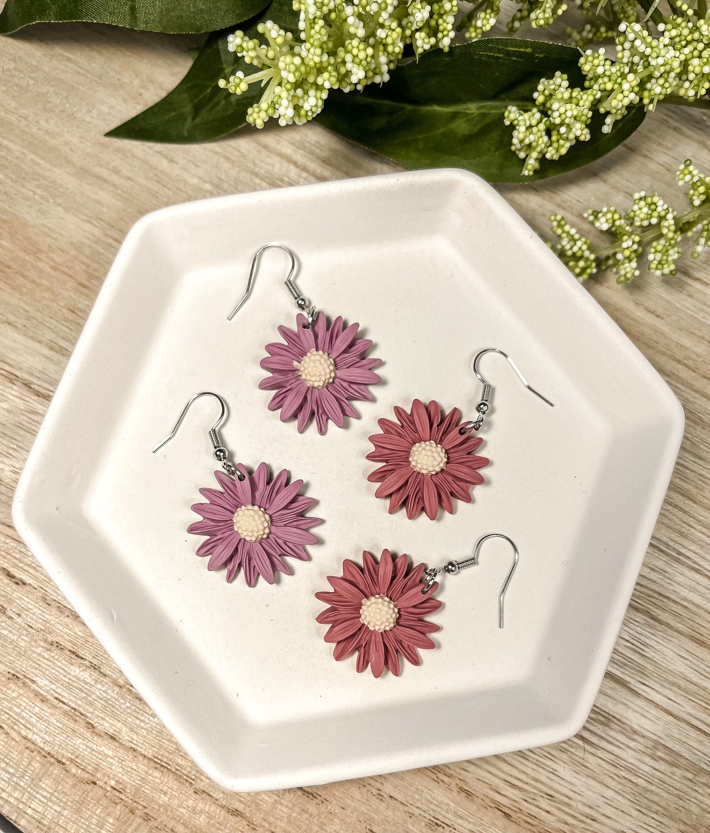 1.3. Aster flower, lightweight earrings, Fall colors, everyday wear