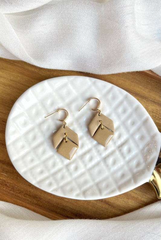 2.5 Handmade Polymer Clay Earrings lightweight jewelry, half-hoop earring 18K gold plated hypoallergenic earrings