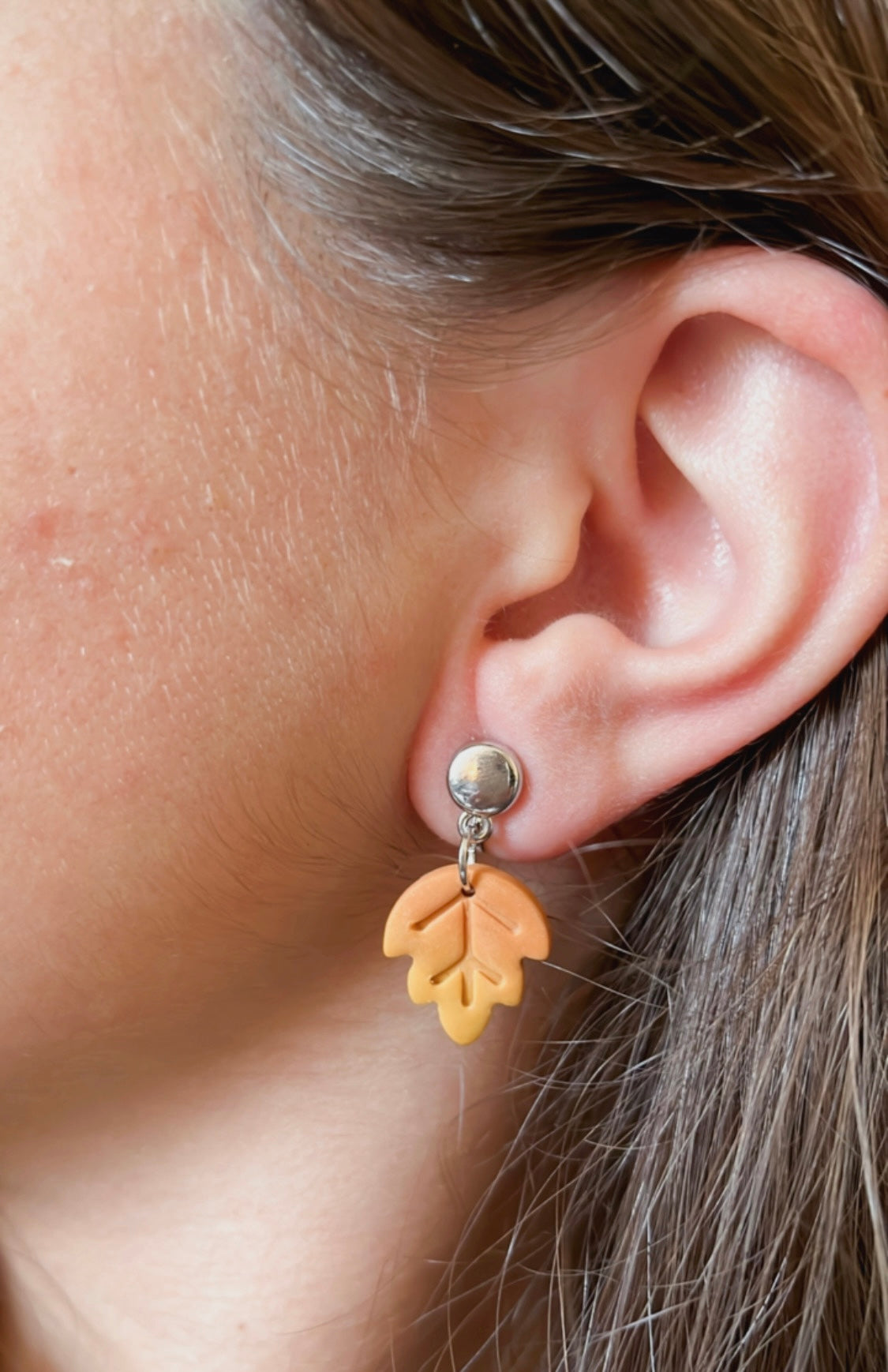 1.7 Fall Leaf, statement earrings, Fall jewelry, Studs, Clip on