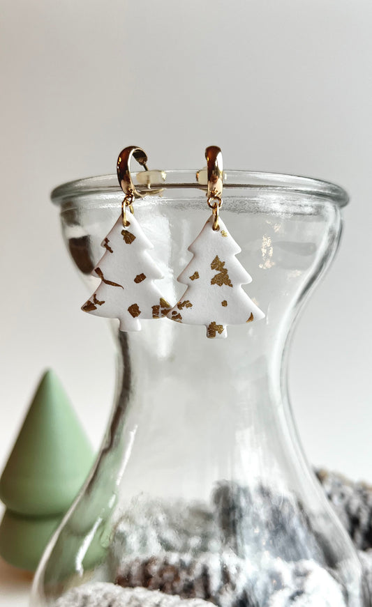 1.2 Handmade Polymer Clay Earrings, Holiday earrings, Christmas tree jewelry