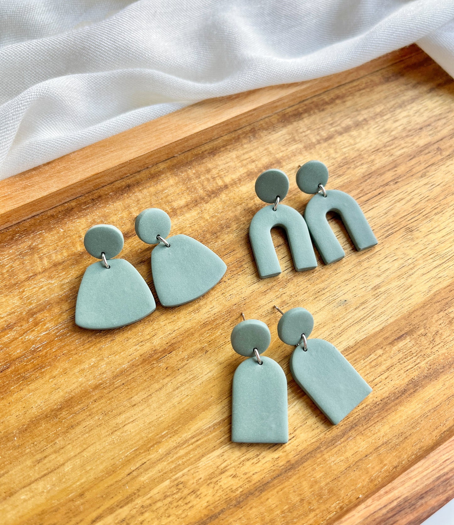 1.0 - Geometric shapes Polymer Clay Earrings, modern, minimalist aesthetic