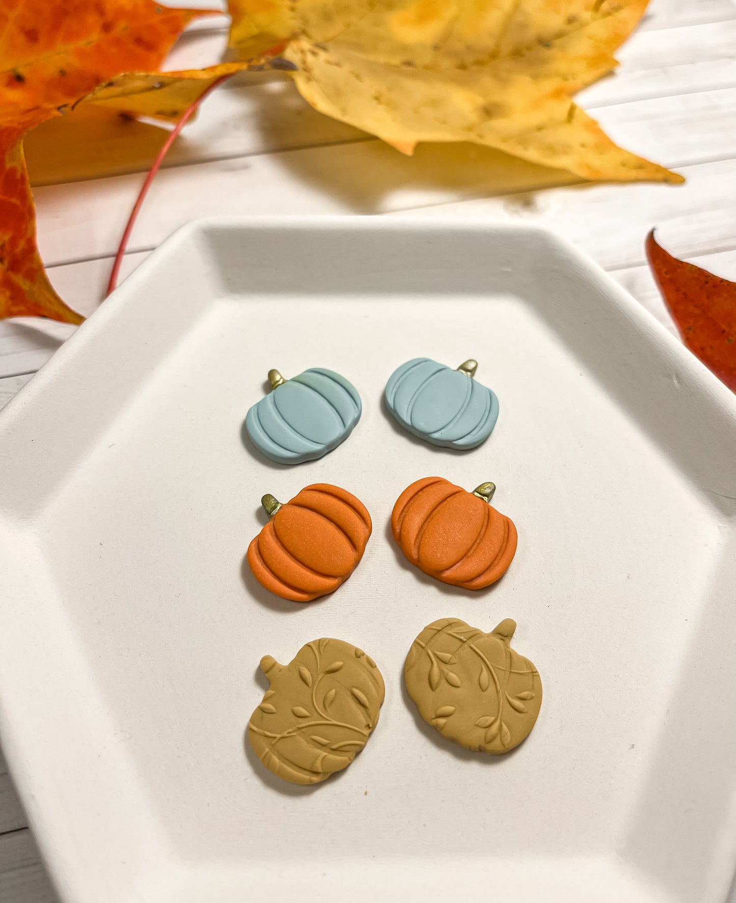 1.6 Fall Vibes Polymer Clay Earrings - Lightweight Statement Jewelry for Her, pumpkin earrings studs