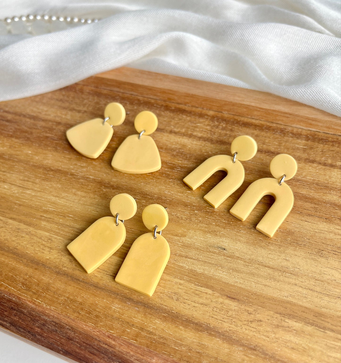 2. Geometric shapes Polymer Clay Earrings, modern, minimalist aesthetic