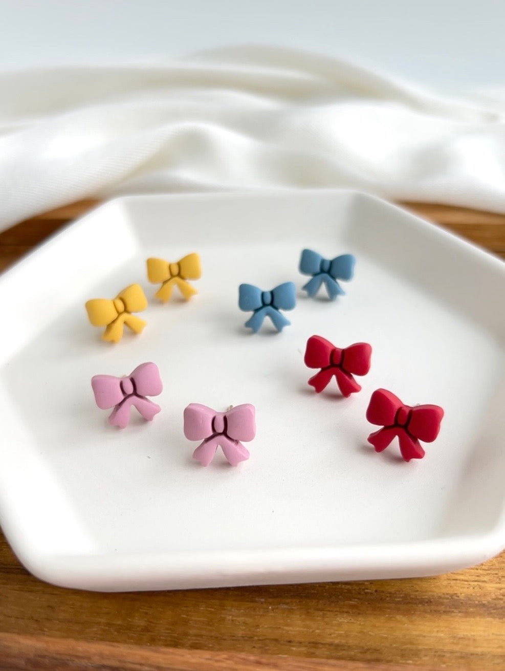 4. Little bow - polymer clay earring stud