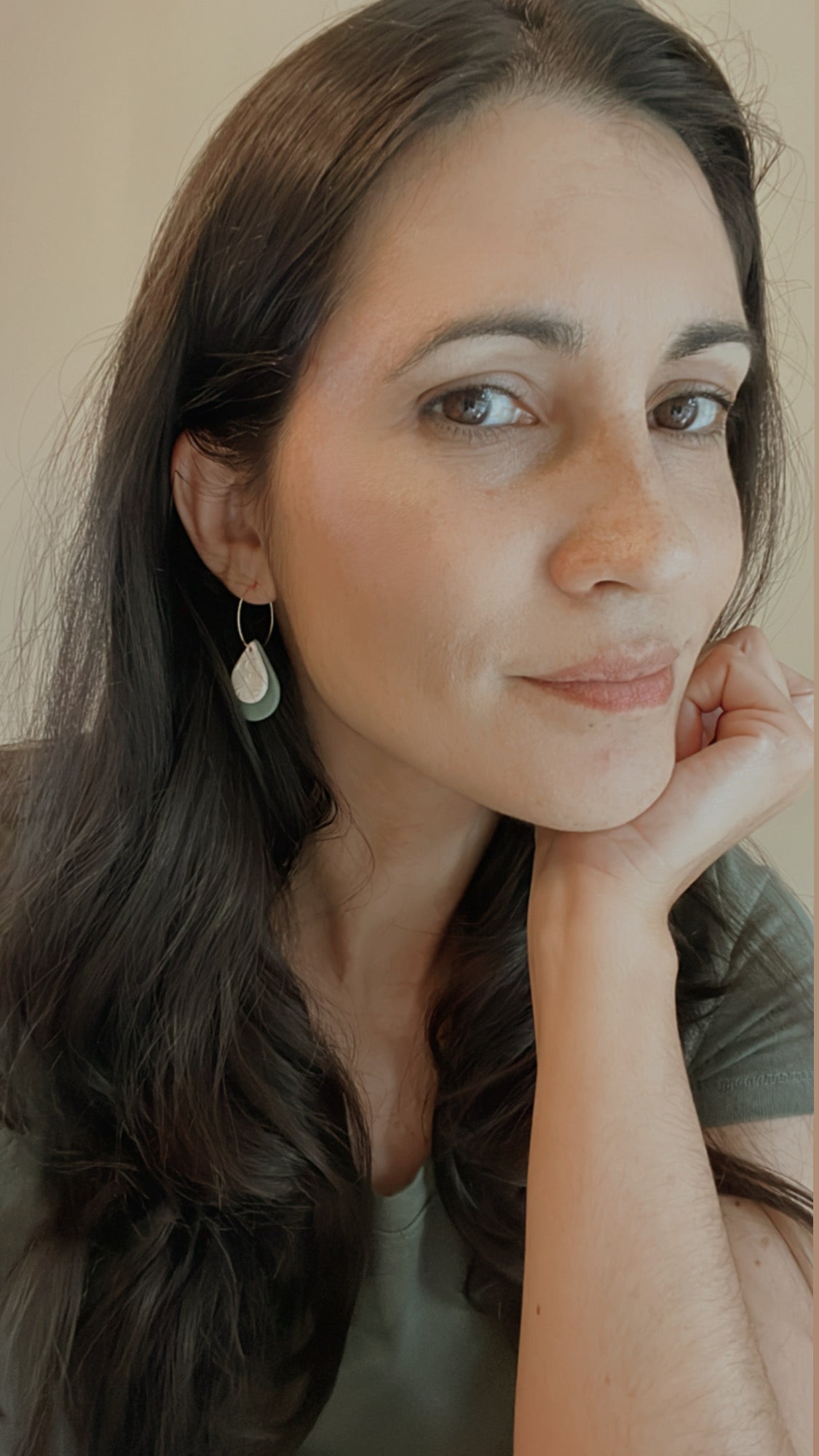a. Drops on a hoop, lightweight earrings, everyday wear jewelry