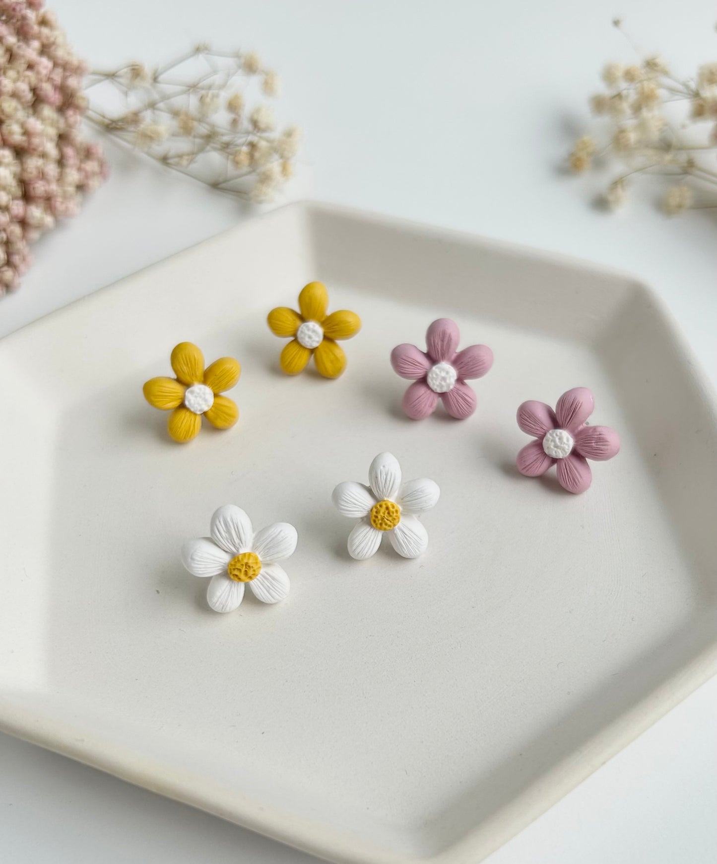 8. Floral Clay Stud Earrings