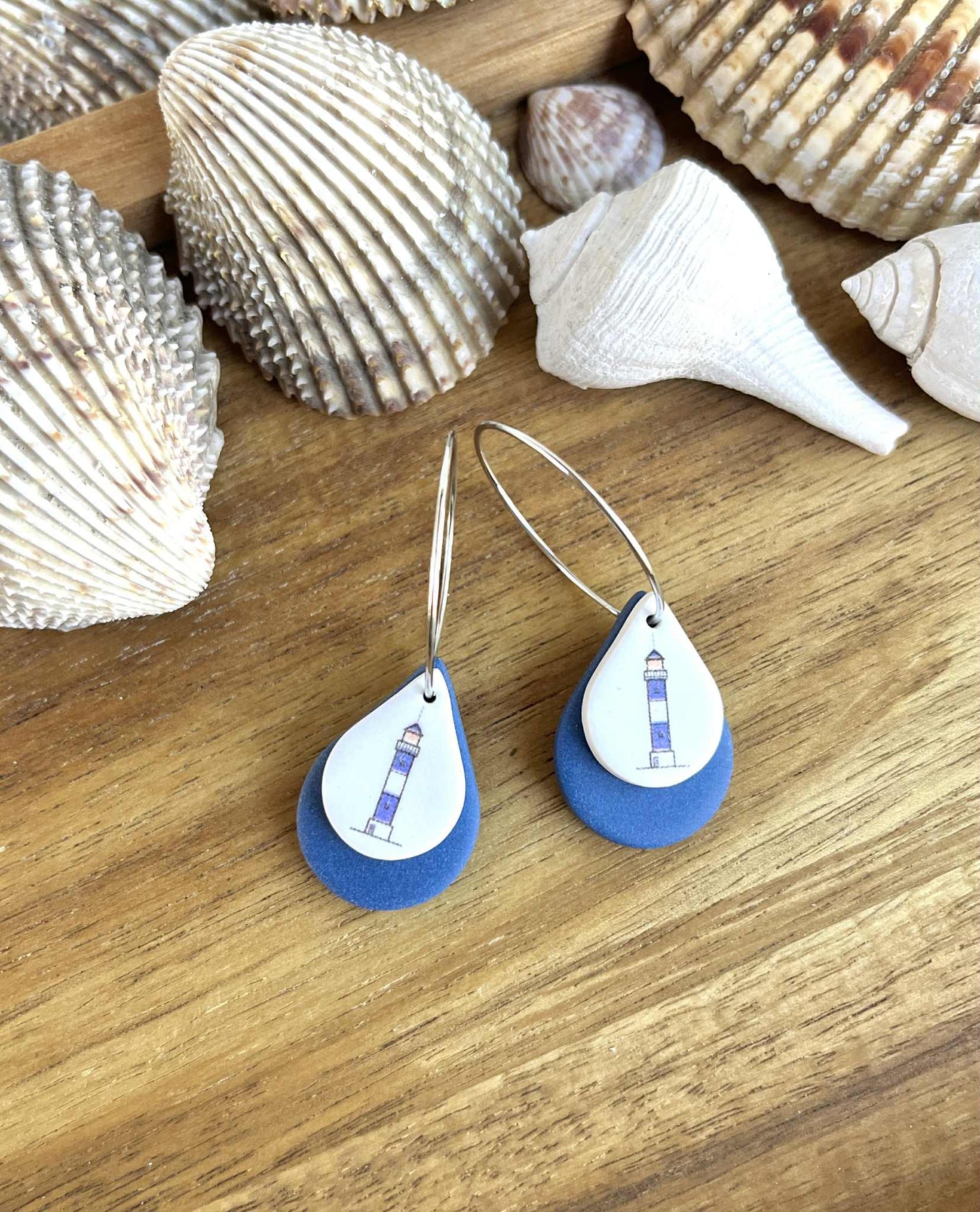 0.6 Lighthouse hoops earrings, nautical jewelry