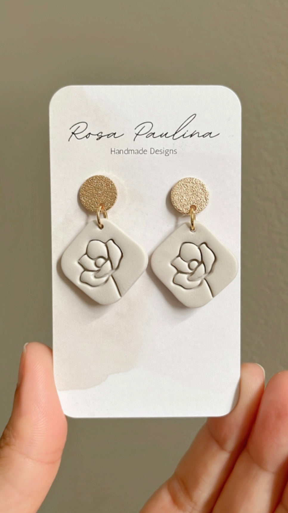 Polymer clay earring, gold plated post, Poppy flower