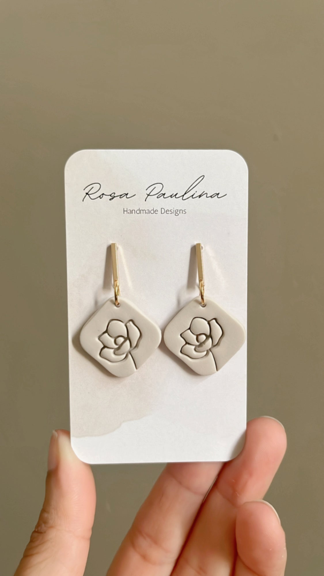 Polymer clay earring, gold plated post, Poppy flower