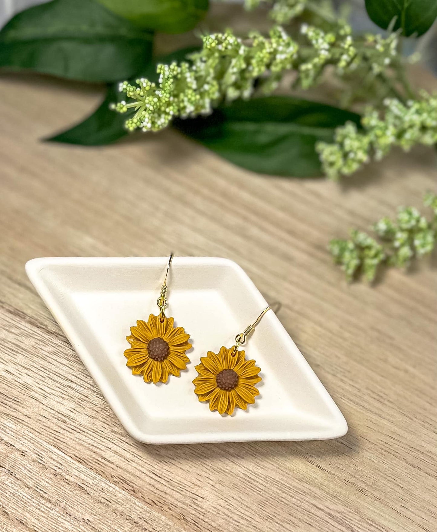 a. Sunflower earrings, statement jewelry, everyday wear, Fall style