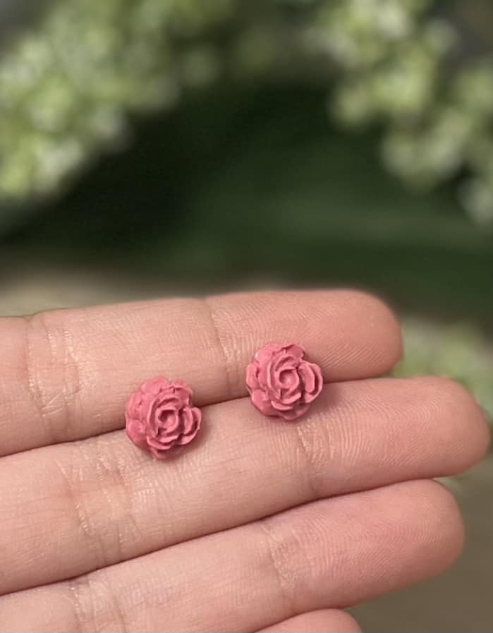 a. Rose studs, lightweight earrings, everyday wear jewelry