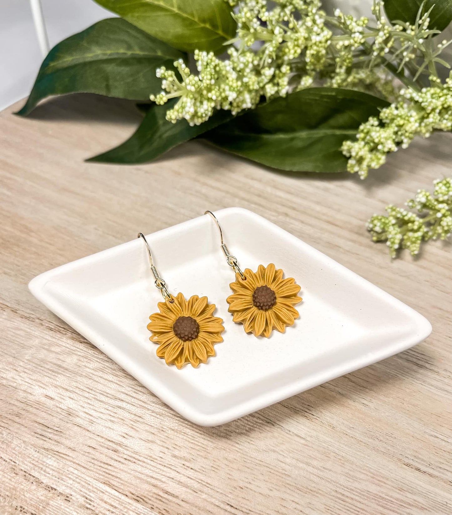 a. Sunflower earrings, statement jewelry, everyday wear, Fall style