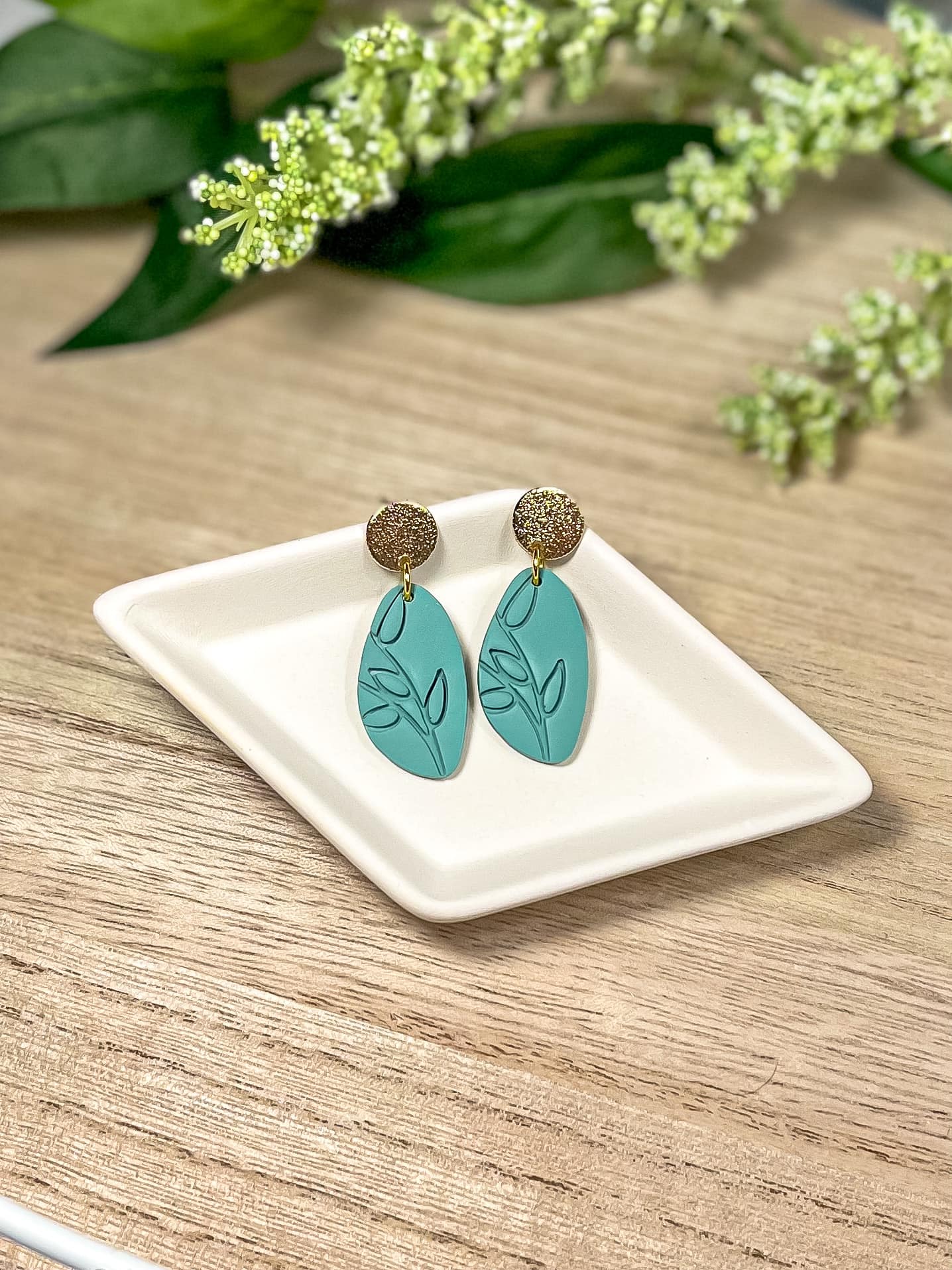 9.4 - Jade, handmade polymer clay earrings
