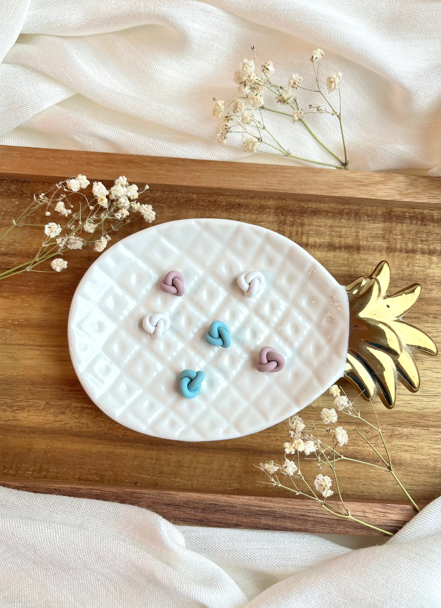 b. Little Knots, lightweight earrings, everyday wear jewelry