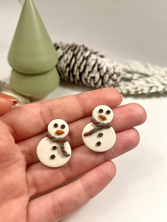 1.8 Snowman stud, lightweight statement jewelry, holiday jewelry