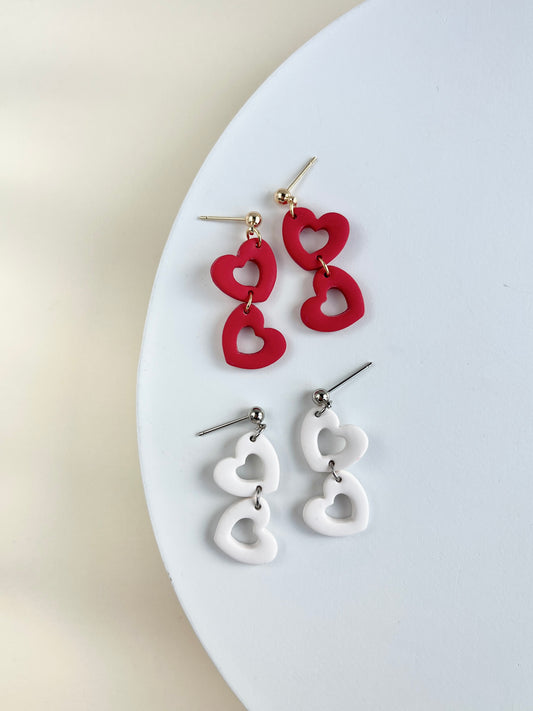 .  Heart handmade earrings, polymer clay jewelry