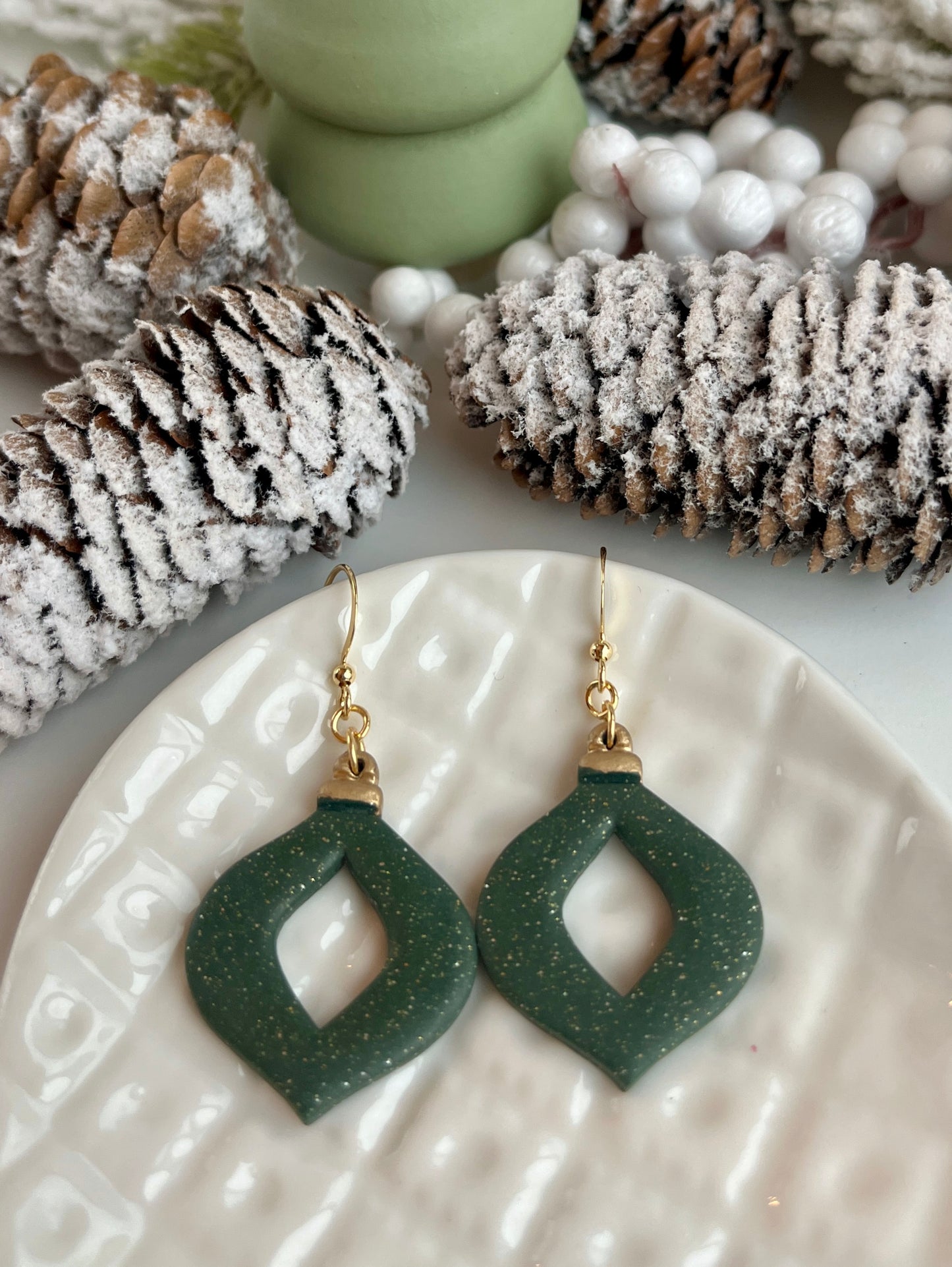 1. Holiday ornament earrings, lightweight jewelry, polymer clay