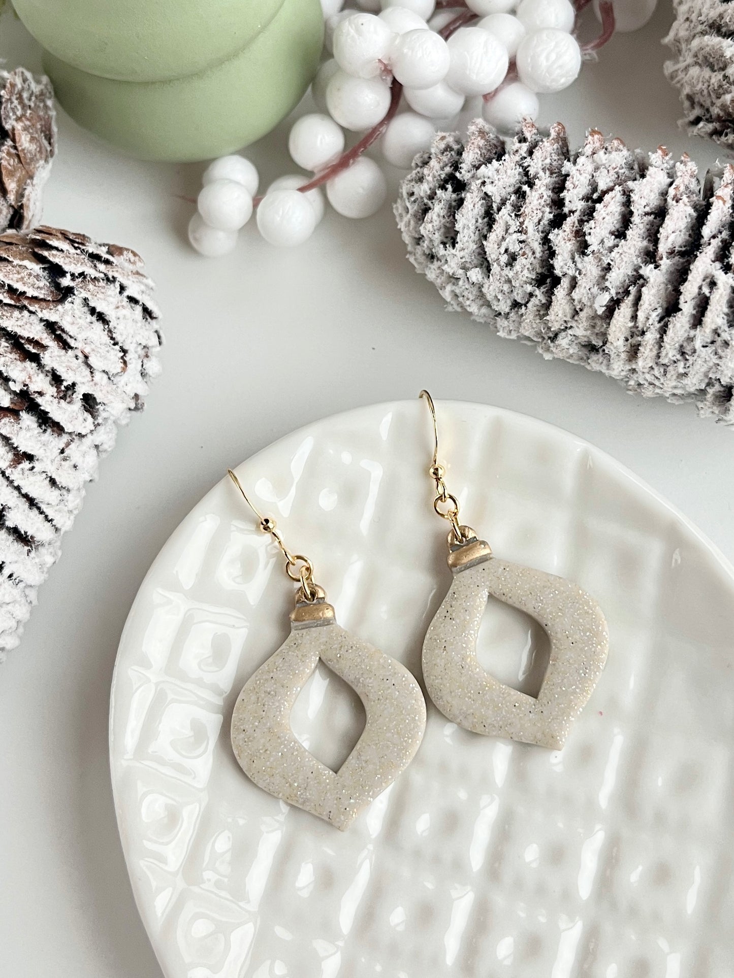 1. Holiday ornament earrings, lightweight jewelry, polymer clay