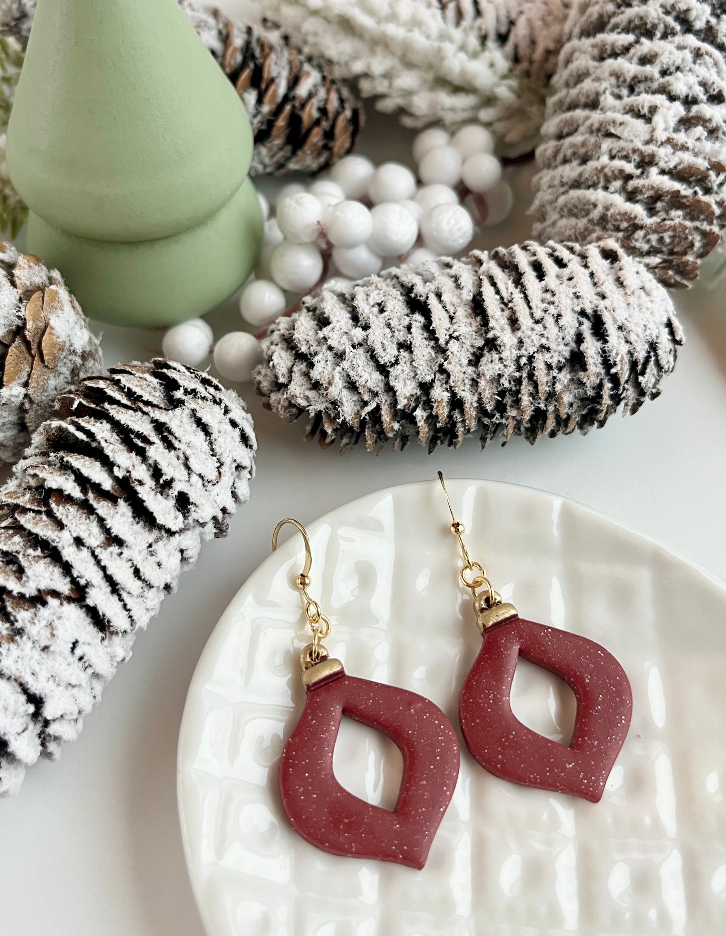 1. Holiday ornament earrings, lightweight jewelry, polymer clay