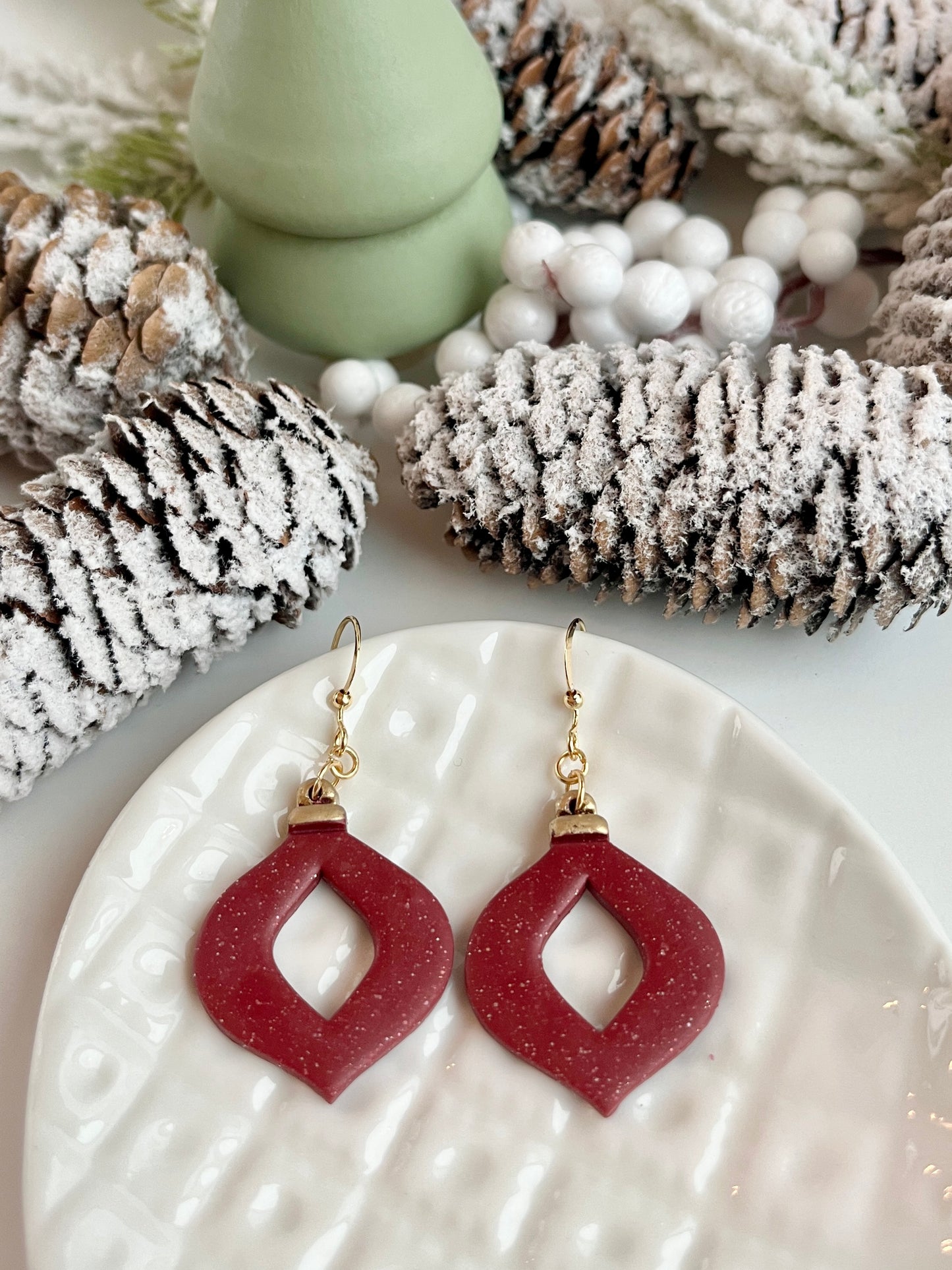 1. Holiday ornament earrings, lightweight jewelry, polymer clay