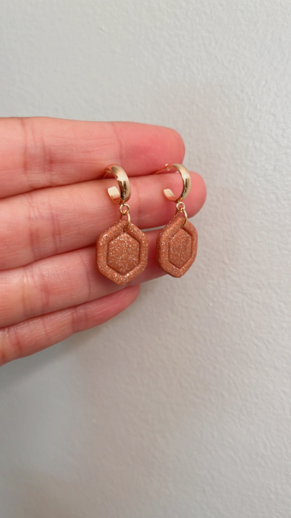 a.   Handmade Polymer Clay Earrings Lightweight jewelry, half-hoop earring 18K gold hypoallergenic earrings