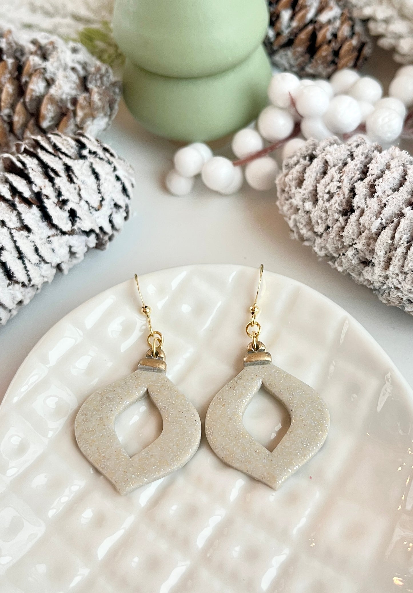 1. Holiday ornament earrings, lightweight jewelry, polymer clay